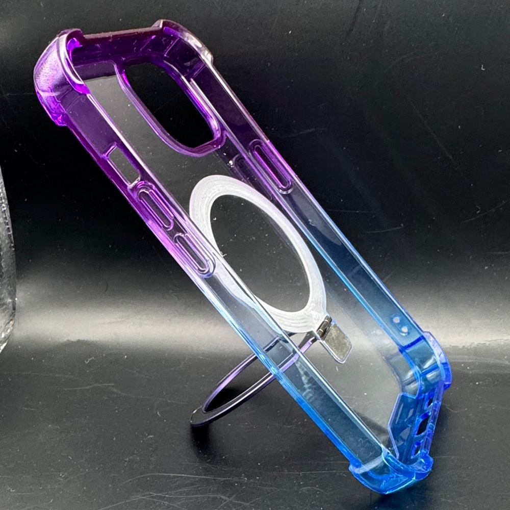 iPhone 15 case: Gradient Purple and Blue w/ kickstand
